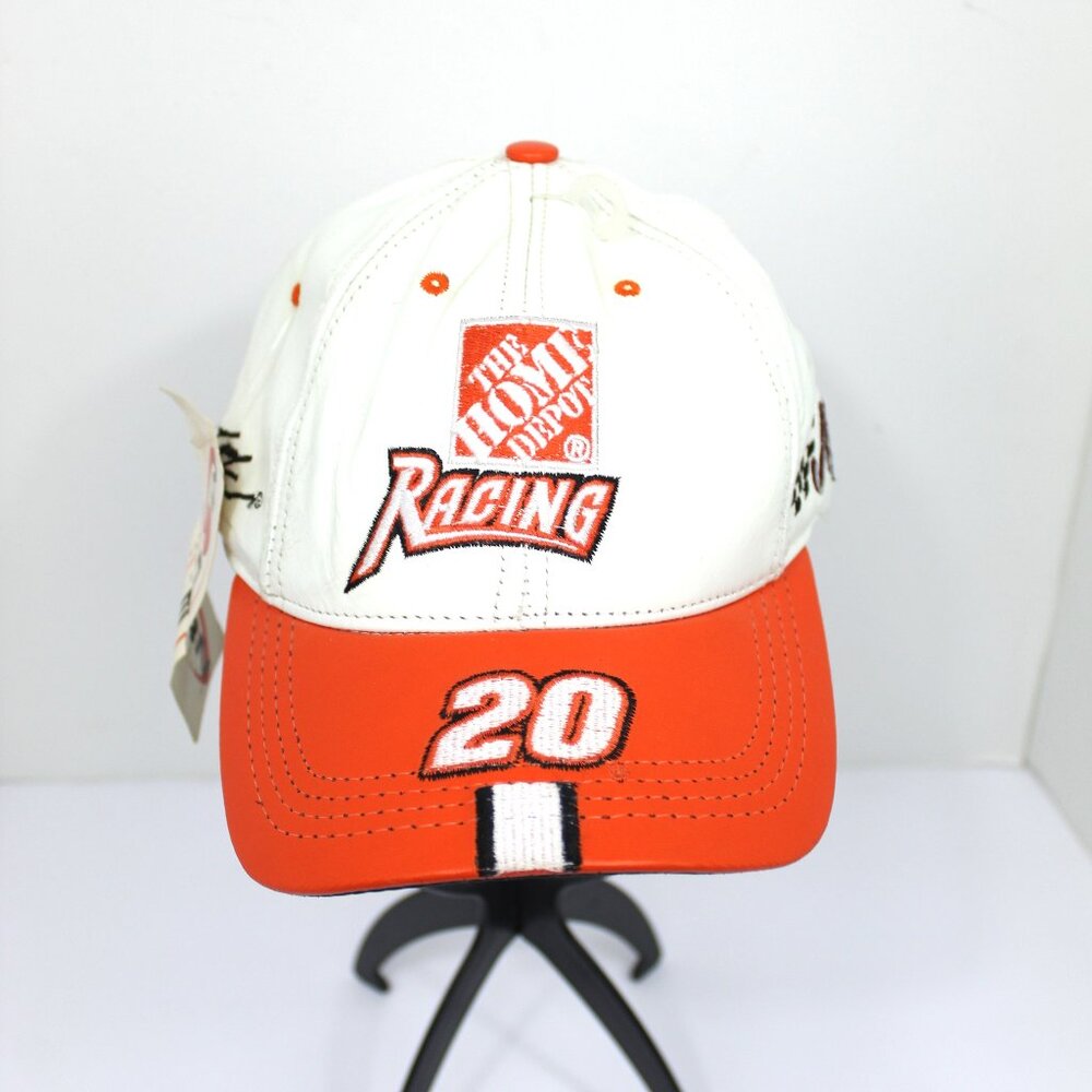 Tony Stewart Nascar Home Depot Leather Orange White Strap Back Baseball Hat Cap